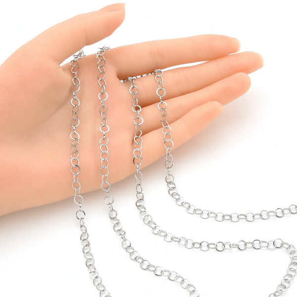 33ft 304 Stainless Steel Flat Round Link Chain – (4mm/5mm)