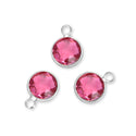 10pcs Grade A July Light Ruby Red Birthstone Charm Drop, Sterling Silver Plated Brass, Size Selections: 6mm/8mm/10mm