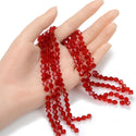 250pcs Creative Club Faceted Bicone Crystal Glass Beads, Light Siam Red, 6mm (0.24 Inch), Hole ID 1mm, CCB606