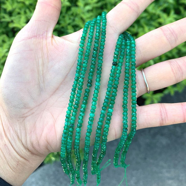 Natural Emerald Green Quartz Gemstone Faceted Rondelle Beads, 3x2mm/Small Tiny, Hole ID 0.8mm, 13 Inch/1 Strand, GH2R-10