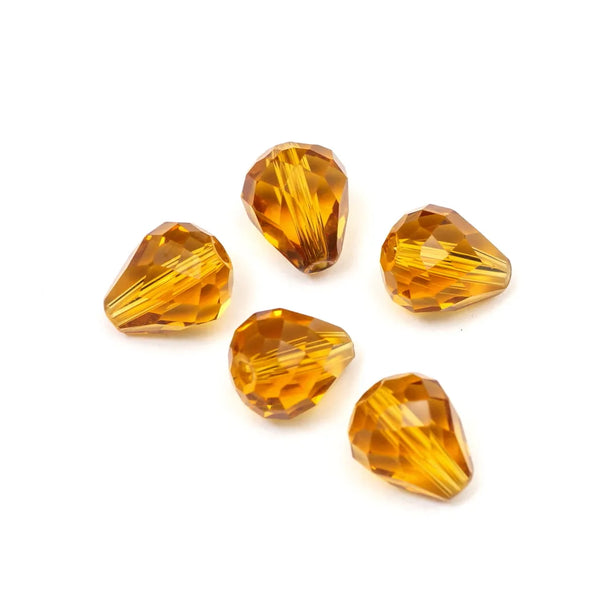 24pcs Adabele Austrian Faceted Teardrop Crystal Beads #5500, Amber Topaz, 12mm x 10mm, Hole ID 1.2mm, SST-1207