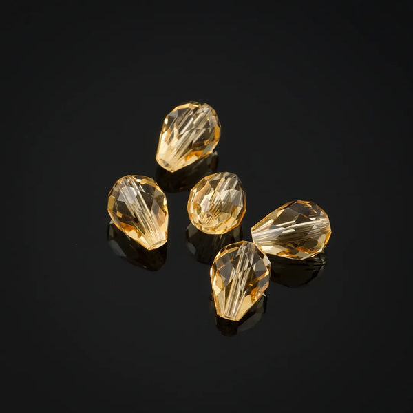 24pcs Adabele Austrian Faceted Teardrop Crystal Beads #5500, Golden Champagne, 8mm x 6mm, Hole ID 1mm, SST-828
