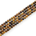 Natural Yellow Tiger Eye Gemstone Faceted Flat Round Coin Beads, 6mm, Hole ID 1mm, 15 Inch/1 Strand, GZ13-10