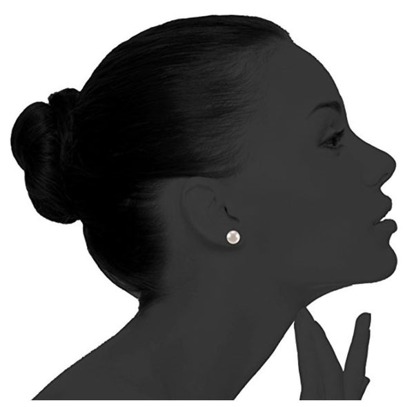 1 Pair 925 Sterling Silver Natural White Freshwater Pearl Stud Earrings, AAAA Grade Super High Luster Pearls, Pearl Size Selections: 6-6.5mm, 7-7.5mm, 8-8.5mm, 9-9.5mm