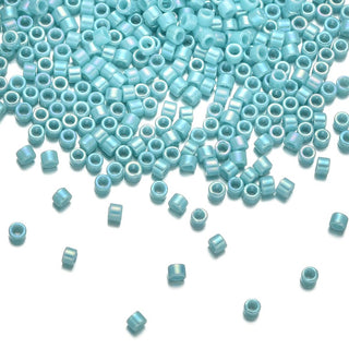 30g Miyuki Delica 11/0 Seed Beads, Opaque Rainbow Sea Opal DB1576