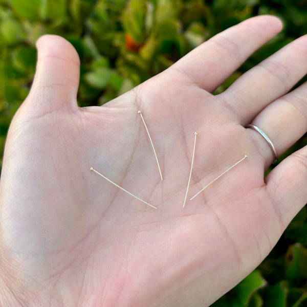 20pcs Real 1/20 14K Gold Filled Ball Head Pins Headpin, Thin 26 Gauge/0.4mm, Length Selections: 1 inch/1.5 inch