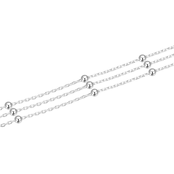 5 Feet 925 Sterling Silver Unfinished Bead Station Cable Chain Links, 2mm Beads, Thin Small, SSK-L1