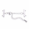 1 Set 925 Sterling Silver 2 Strands Clasp, Adjustable Chain, Tarnish Resistant Rhodium Plated, SS392