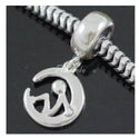 1pc Solid 925 Sterling Silver Sitting on the Moon Blessed Bead Charm, Compatible with Pandora All Other Charm Bracelet, EC510