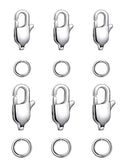 20pcs 304 Stainless Steel Rectangle Lobster Clasps with Jump Rings (11mm/13mm/15mm)