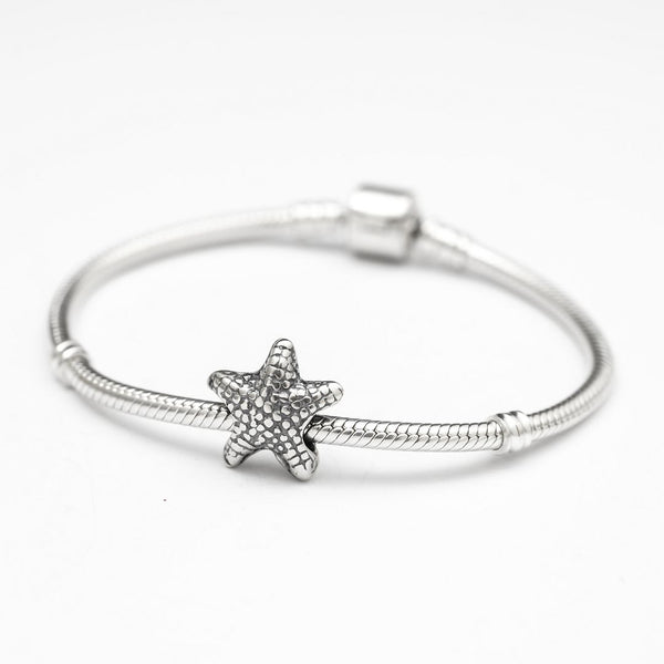 1pc Real Solid Sterling Silver Sea Star Charm Starfish Bead, Compatible with Pandora All Other Charm Bracelets, EC167