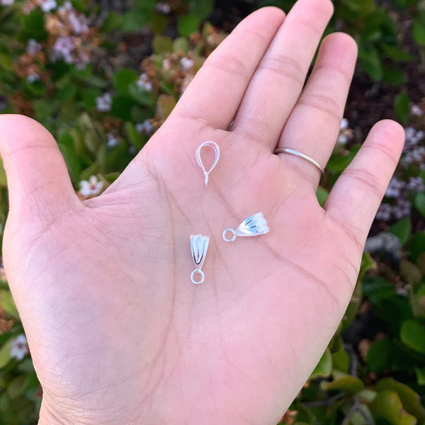 5pcs 925 Sterling Silver 14mm Folding Donut Bails, Pendant Connector, Closed Horizontal Ring, SS362