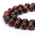 Natural Red Tigers Eye Gemstone Round Beads, 1 Strand/15 Inch, Size Selections: 4mm/6mm/8mm/10mm