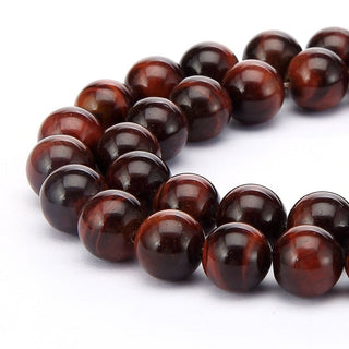 Natural Red Tigers Eye Gemstone Round Beads, 1 Strand/15 Inch, Size Selections: 4mm/6mm/8mm/10mm