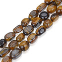 Natural Golden Yellow Tigers Eye Gemstone Tumbled Nugget Beads, Irregular, 10mm-13mm, Hole ID 1mm, 1 Strand/15 Inch, GZ4-11