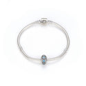 1pc 925 Sterling Silver December Birthstone Bead Charm, Blue Zircon Cubic Zirconia CZ, 11x6.8mm, Hole ID 4.5mm, EC1-A12