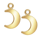 2pcs Real 1/20 14K Gold Filled Small Moon Charm Drops, 6.3mm/0.25 Inch, Hole ID 1mm, JK13-7