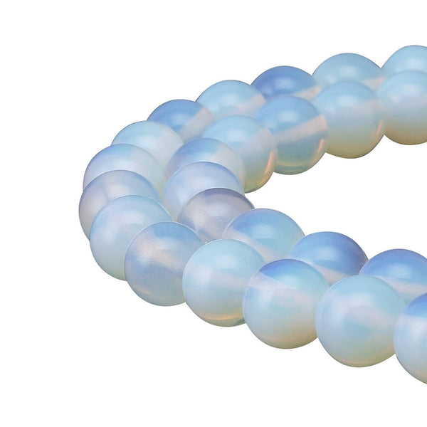 Lab Created White Opal Gemstone Round Beads, 1 Strand/15 Inch, Size Selections: 4mm/6mm/8mm/10mm