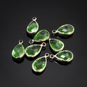 10pcs Grade A August Peridot Green Teardrop Birthstone Charm Drop, Sterling Silver Plated Brass, Size Selections: 11x7mm, 14x8mm, 16x9mm