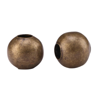 100pcs Large Hole Round Beads, Antique Bronze Plated, Tarnish Resistant, Size Selections: 6mm/8mm/10mm