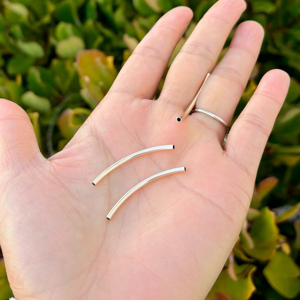 5pcs Real 1/20 14K Gold Filled Curved Noodle Tubes, Hole ID 1.5mm, Length Selections: 20/25/30/35/40mm