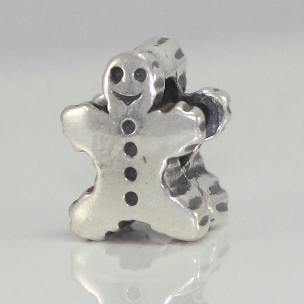 1pc Solid 925 Sterling Silver Gingerbread Man Charm Valentines day Celebration Charm, Compatible with Pandora All Charm Bracelet, EC366