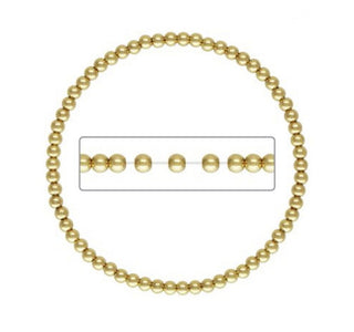 1pc Real 1/20 14K Gold Filled 3mm Round Bead Stretchy Chain Bracelet, 7 Inch, JB-13B