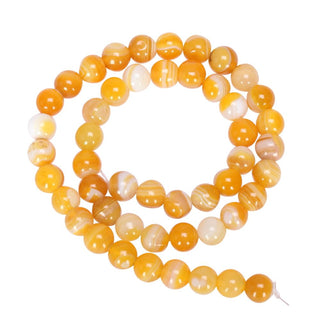 AAA Natural Banded Yellow Agate Gemstone Round Beads, 15 Inch/1 Strand, Size Selections: 4mm/6mm/8mm/10mm