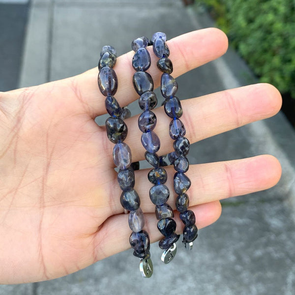 1 Strand Stretch Natural Iolite Dichroite Free Form Gemstone Bracelet, 5-8mm Small Beads, Length Selections: 7 inch/7.5 inch