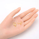 20pcs Tarnish Resistant Round Hoop Huggie Earring Hooks, with 3mm Eye Pin Bail, 18K Yellow Gold Plated Brass, 14mm, BF265