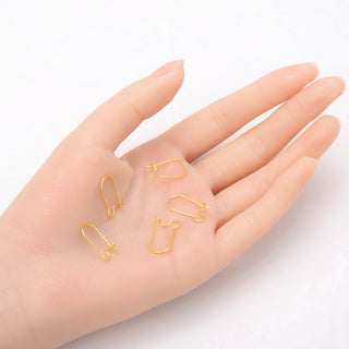 100pcs Earring Hooks Kidney Ear Wire, 18K Yellow Gold Plated Brass, Size Selections: 18mm/25mm/30mm/36mm/43mm/47mm