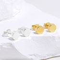 1 Pair Solid 925 Sterling Silver Stud Earrings, Circle Disc Round Dot Ear Studs, Small Tiny, SSE96-1