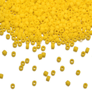 7.5g Miyuki Delica 11/0 Seed Beads, Opaque Matte Canary Yellow DB1582