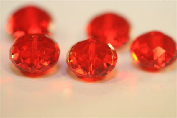 24pcs Adabele Austrian Faceted Rondelle Crystal Beads #5040, Light Siam (Red), Size Selections: 6x4mm, 8x6mm, 10x8mm