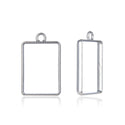 20pcs Open Back Rectangle Bezel Blanks, Pendant Base, Large Resin Mold, Silver, 33x20mm, CF288-9