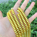 Grade A Natural Hematite Gemstone Rondelle Beads, Gold Plated, 1 Strand/15 Inch, 8x6mm, Hole ID 1mm, GFC9-3