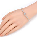 1pc 925 Sterling Silver Rubber Charm Holder Cubic Zirconia Diamond Bead Stopper, Compatible with Pandora All Other 3mm Charm Bracelet, EC27-E4
