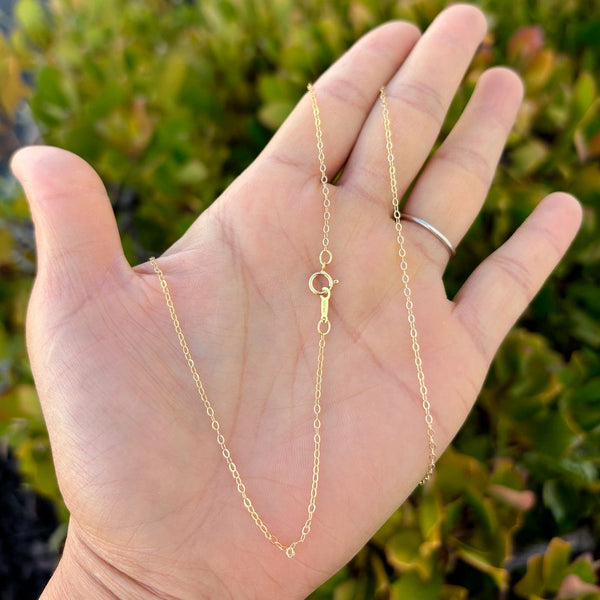 1pc 1/20 14K Gold Filled Diamond-Cut Flat Cable Link Chain Necklace, 1.3mm Width/Small, Non Tarnish, Length Selections: 16 inch/18 inch