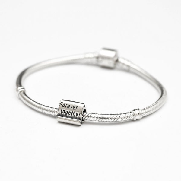 1pc Solid 925 Sterling Silver Forever Together Commitment Scroll Bead Charm, Compatible with Pandora All Other Charm Bracelet, EC26