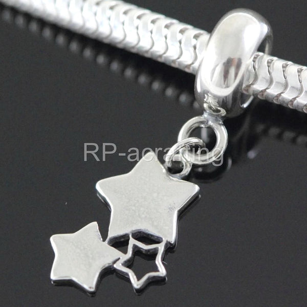 1pc Real 925 Sterling Silver Wish Star 3-Star Family Charm Pendant, Compatible with Pandora All Other Charm Pendant Bracelet, EC8-D1