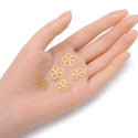 10pcs 15mm Flower Floral Beading Links, Tarnish Resistant, 18K Yellow Gold Plated Brass, BFW-B8