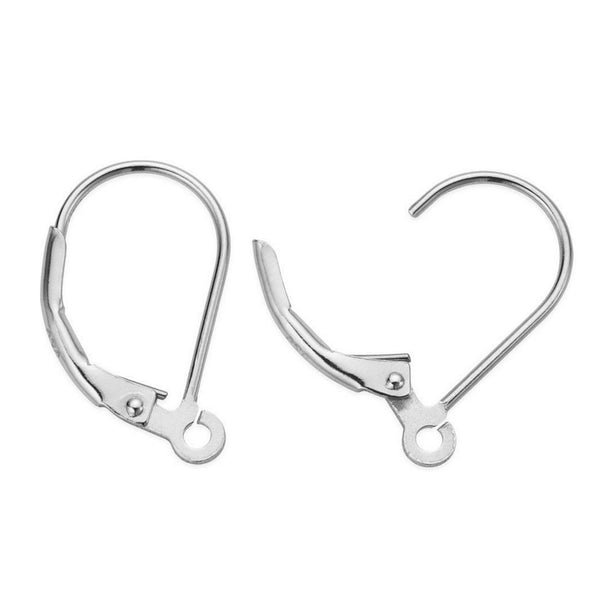 50pcs Leverback Earring Hooks, Open Jump Ring, Sterling Silver Plated Brass, Size Selections: 15mm/17mm