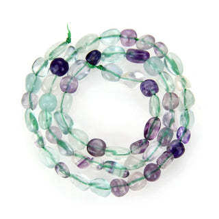 Natural Multi-color Fluorite Gemstone Oval Tumbled Pebble Beads, Irregular, 6mm to 8mm, Hole ID 1mm, 15 Inch/1 Strand, GZ11-76