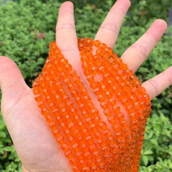 200pcs Creative Club Faceted Round Crystal Glass Beads, Orange Sun, 6mm (0.24 inch), Hole ID 1mm, CC2R612