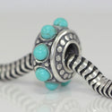 1pc Real 925 Sterling Silver Flower Blue Turquoise Gemstone Bead Charm, Compatible with Pandora All Other Charm Bracelet, EC6-B8