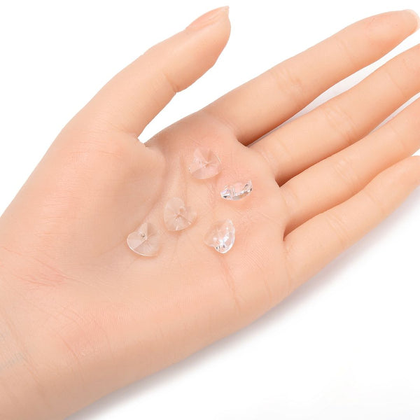 20pcs Top Drilled Valentine Heart Drop Crystal Beads, April Diamond Clear AB Birthstone Beads, 10mm, Hole ID 1mm, BB15-4