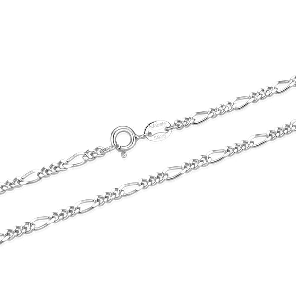 1pc 925 Sterling Silver Figaro Link Chain Necklace, Tarnish Resistant Rhodium Plated, 2.5mm, Length Selections: 18 inch/20 inch/26 inch