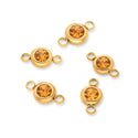 10pcs Grade A November Topaz Yellow Birthstone Links, 18K Yellow Gold Plated Stainless Steel, Tarnish Resistant, 6mm, CCP35-11