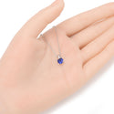 925 Sterling Silver September Birthstone Solitaire Necklace, 6mm/0.84 Carat Blue Sapphire Cubic Zirconia CZ, Length Selections: 16 inch/18 inch