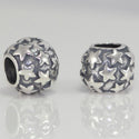 1pc Solid 925 Sterling Silver Full Sky Wish Stars Charm Star Bead, Compatible with Pandora All Other Charm Bracelet, EC255